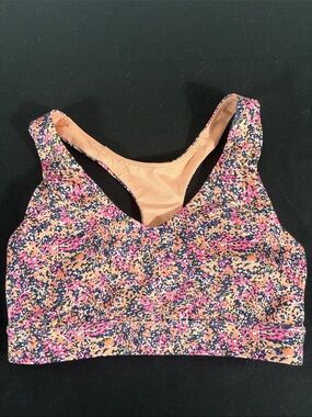 tek gear Multicolor Printed Sports Bra with Peach Lining